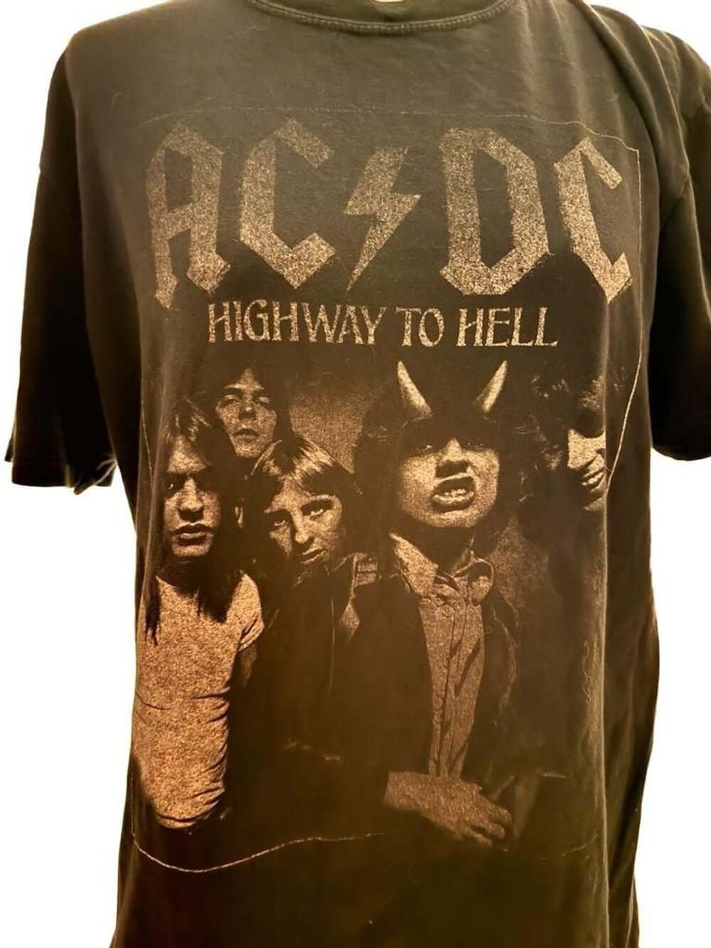 AC/DC Highway To Hell T-Shirt Size L Black Rock Band Tee